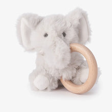 Load image into Gallery viewer, Plush Wooden Ring Rattle - 4 Styles