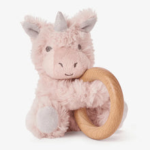 Load image into Gallery viewer, Plush Wooden Ring Rattle - 4 Styles