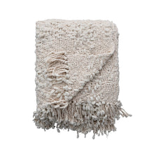 Load image into Gallery viewer, Cable Knit Throw Blanket With Fringe