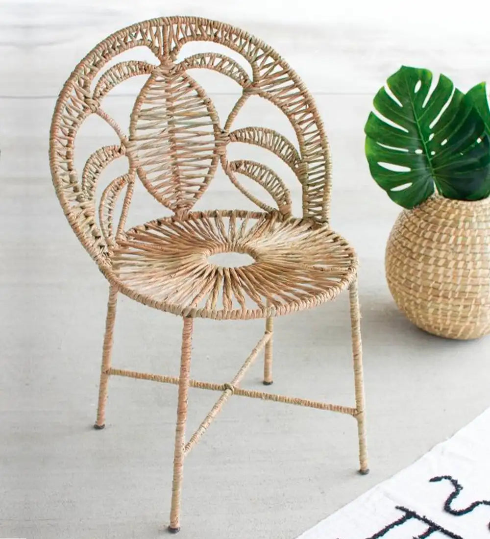 Seagrass and Iron Accent Chair