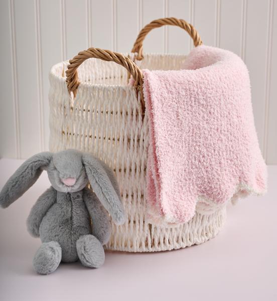 Pink Scallop Chenille Blanket