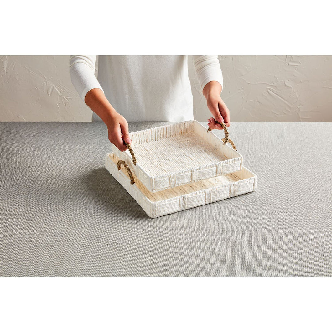 White Woven Tray - 2 Sizes