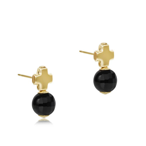 E. Newton Signature Cross Gold Stud - Onyx