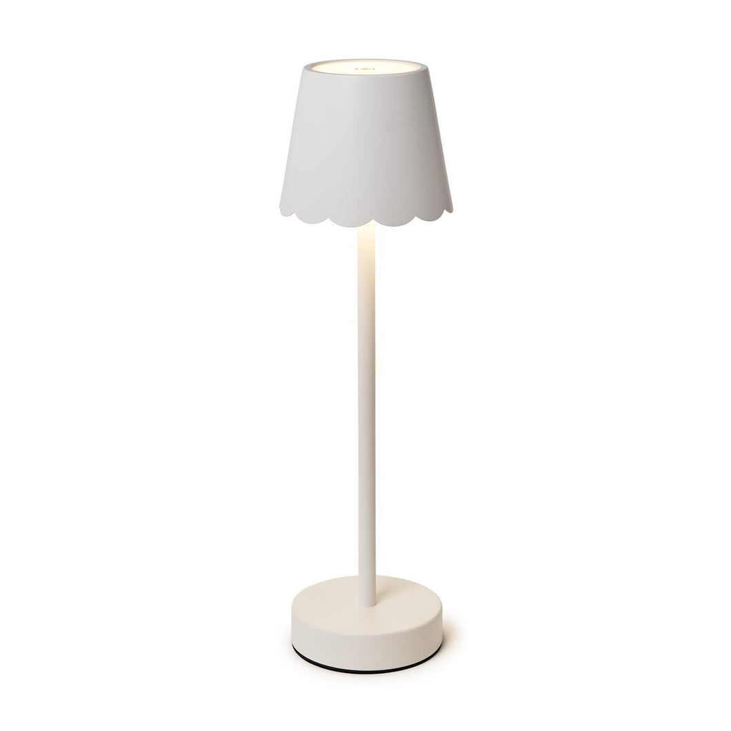 White LED Table Lamp With Scalloped Shade