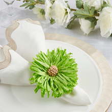 Load image into Gallery viewer, Raffia Green Flower Napkin Ring - Set Of Four ( 2 Colors)
