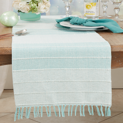 Aqua Corded Stripe Runner