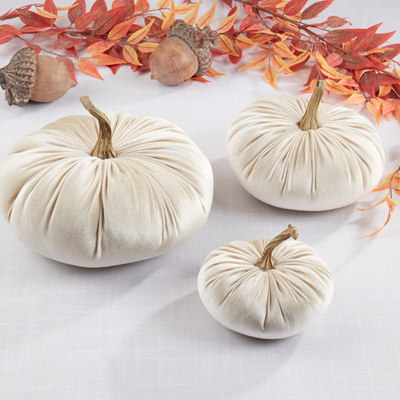 Cream Velvet Pumpkins - 3 Sizes