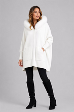 Load image into Gallery viewer, Zip Up Sweater With Fur Hood - 3 Colors
