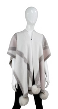 Load image into Gallery viewer, Poncho With Fur Pom Poms
