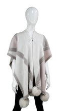 Load image into Gallery viewer, Poncho With Fur Pom Poms - 2 Colors
