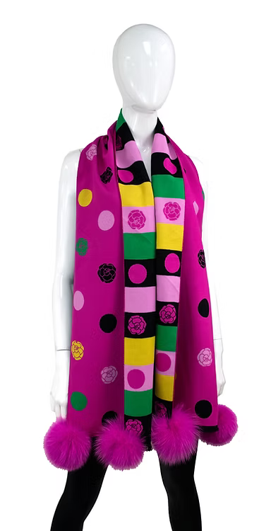 Fuchsia Stripe And Dot Scarf
