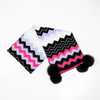 Pink Mix Missoni Knitted Wool Scarf With Pom Poms
