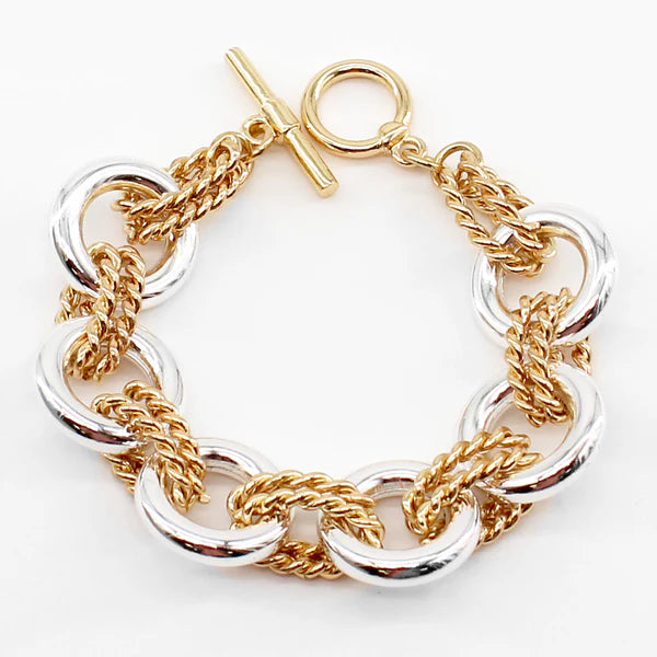 Gold And Silver Textured Bracelet
