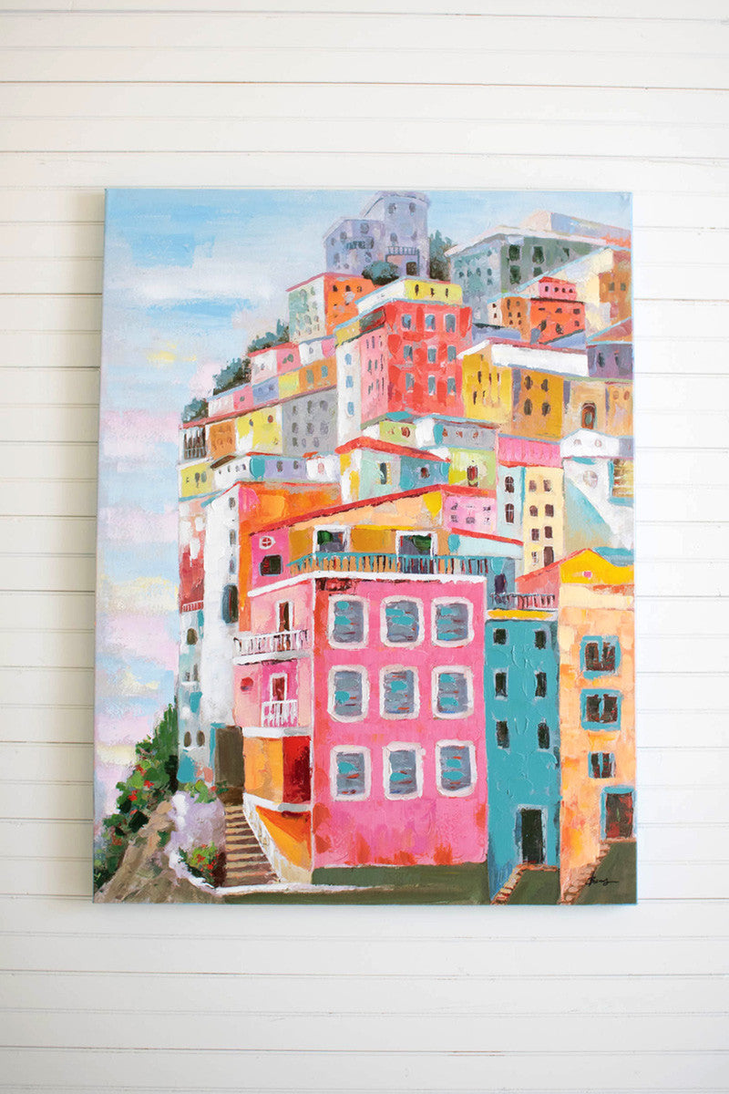 Colorful Houses Oil Painting Art