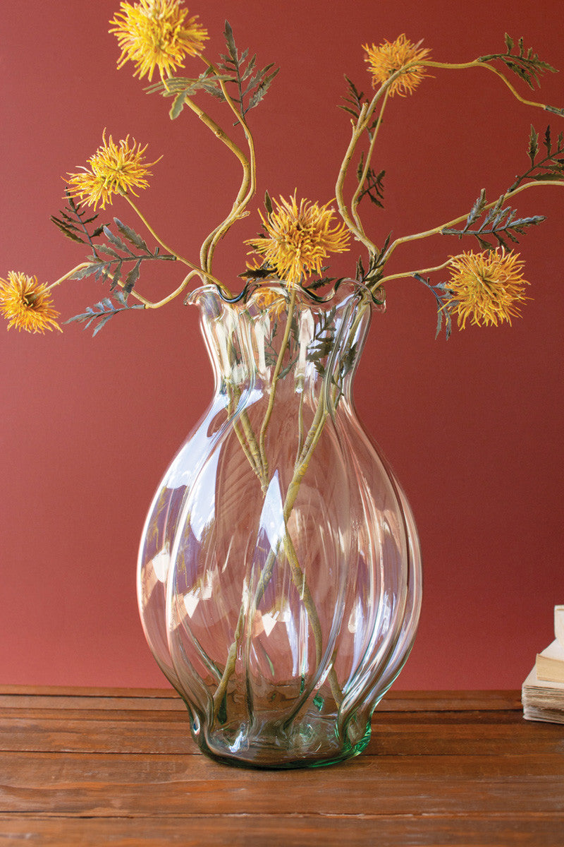 Glass Vase With Ruffled Edge