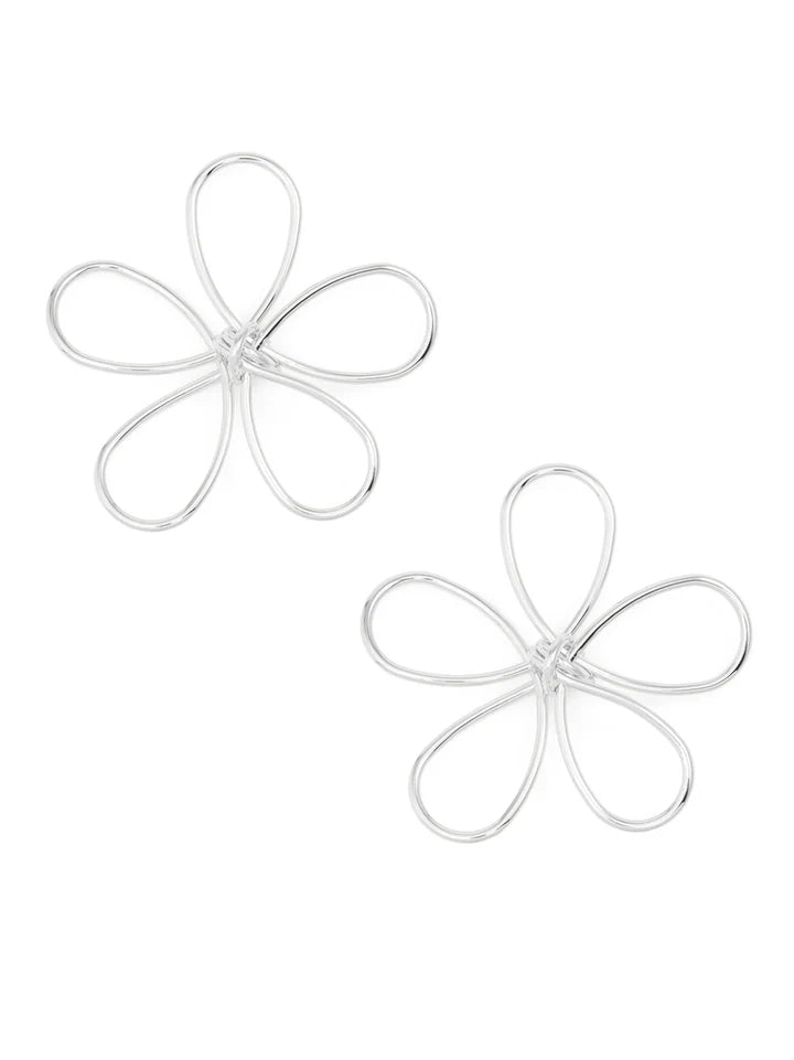 Metal Looping Flower Earrings - 2 Colors
