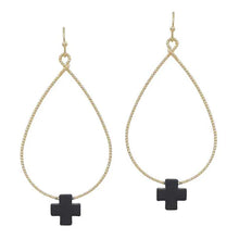 Load image into Gallery viewer, Gold Teardrop With Cross Accent - 2 Colors
