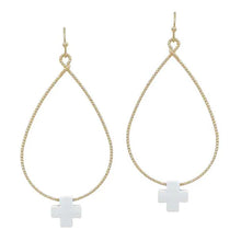 Load image into Gallery viewer, Gold Teardrop With Cross Accent - 2 Colors
