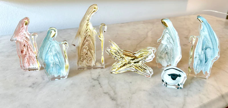 Acrylic Nativity Set By Debra Hewitt - 7 Pieces