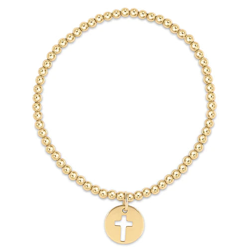 E. Newton Classic Gold 3mm Bead Bracelet Blessed Gold Disc