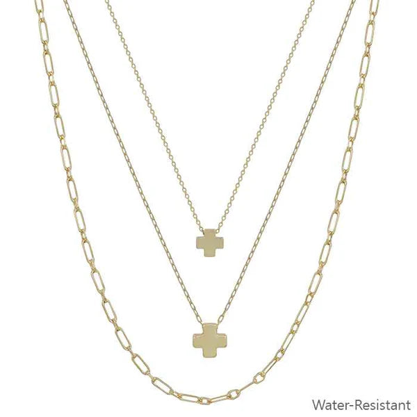 Triple Layered Cross Necklace