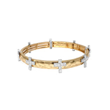 Load image into Gallery viewer, Hammered Stretch Cross Bracelet - Gold/Silver
