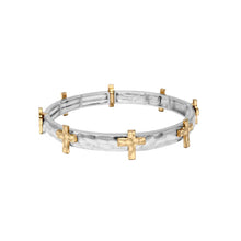Load image into Gallery viewer, Hammered Stretch Cross Bracelet - Gold/Silver
