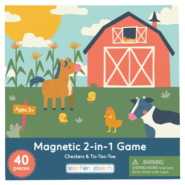 Magnetic 2-in-1 Game Checkers & Tic-Tac-Toe