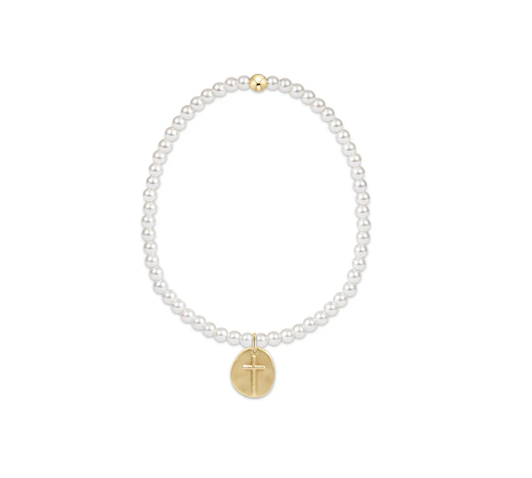 E. Newton Classic Pearl 3MM Inspire Gold Charm Bracelet