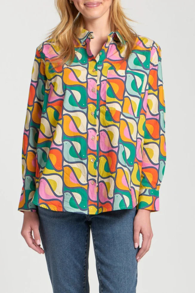 Feathered Button Down