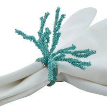 Load image into Gallery viewer, Beaded Coral Napkin Rings - Set of 6
