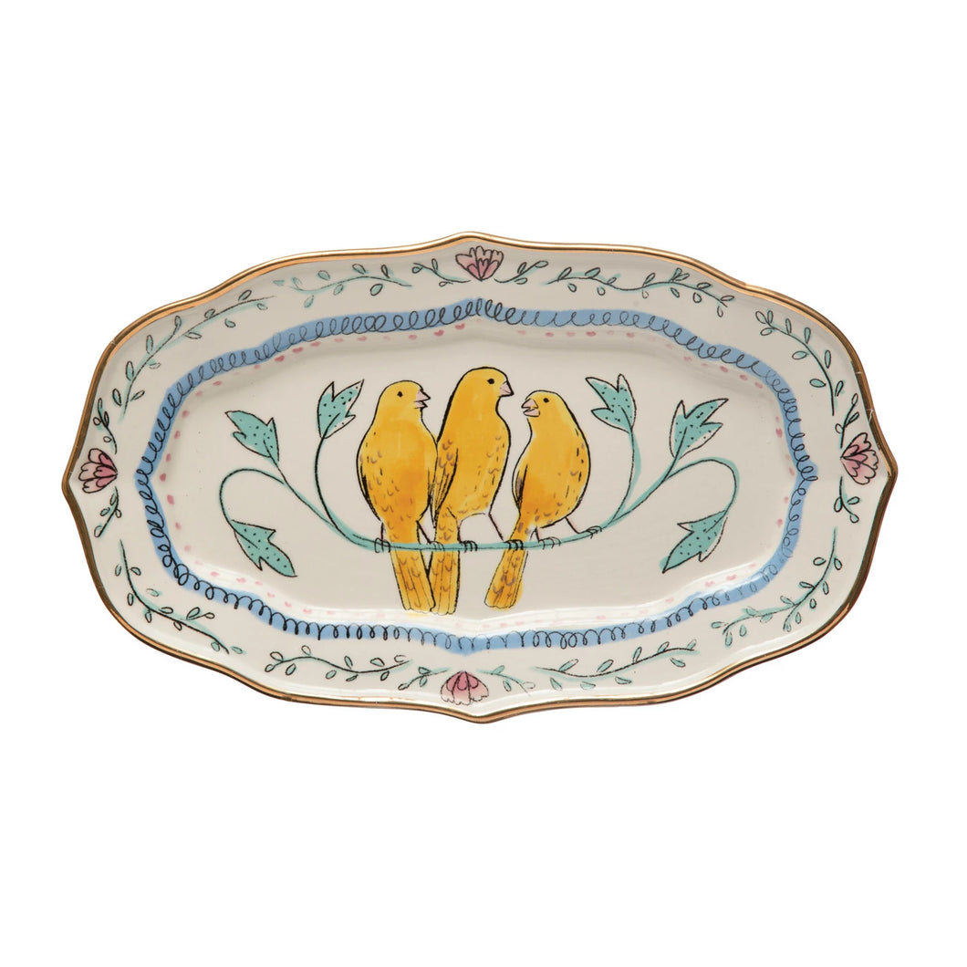 Decorative Ceramic Platter With Birds