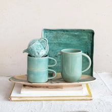 Load image into Gallery viewer, Stoneware Pitcher With Stackable Mugs &amp; Lid
