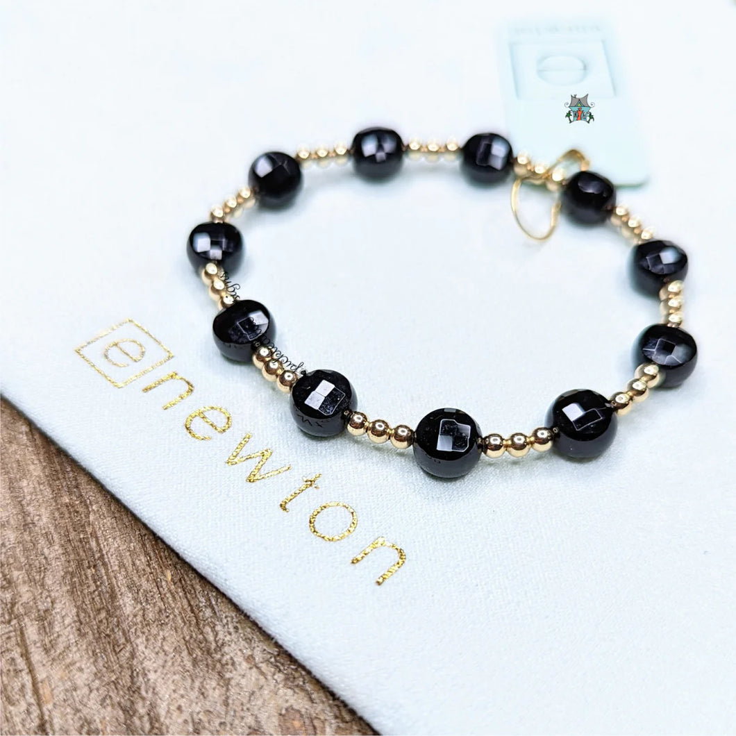 E. Newton Admire Gold 3mm Bead Bracelet Faceted Onyx