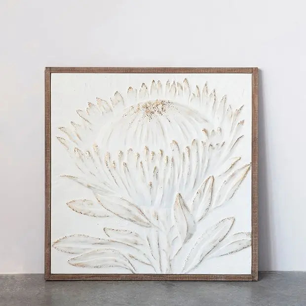 Metal Wall Art with Embossed Protea