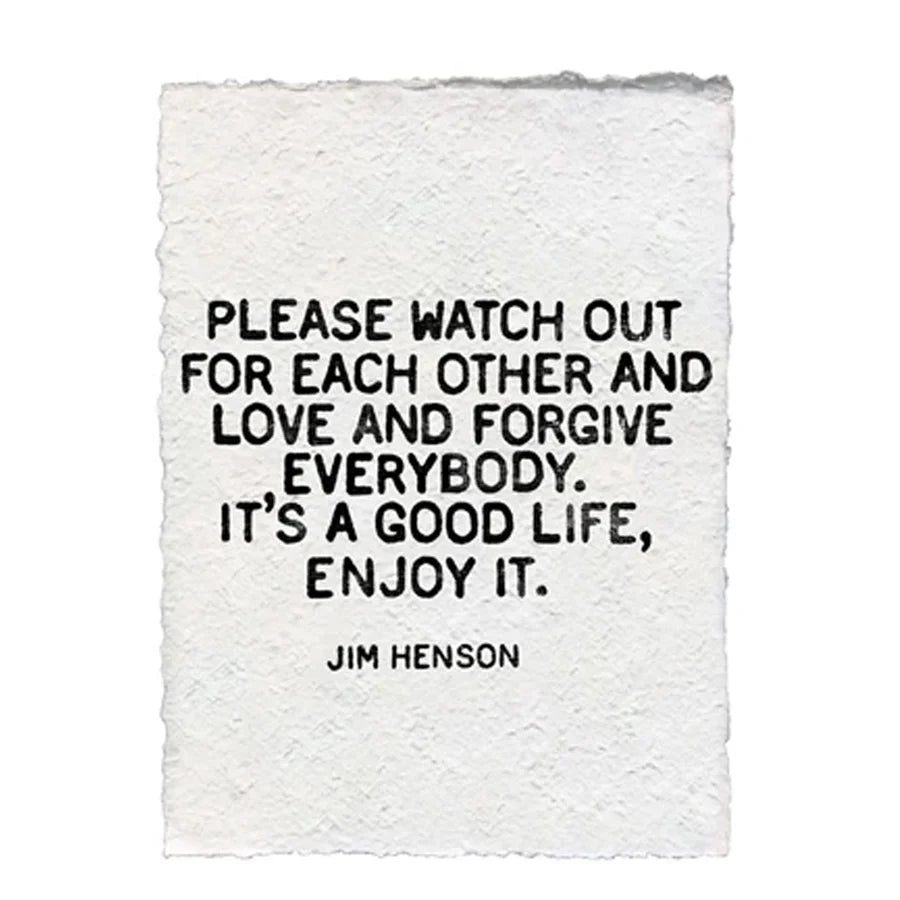 Please Watch Out Handmade Paper Print