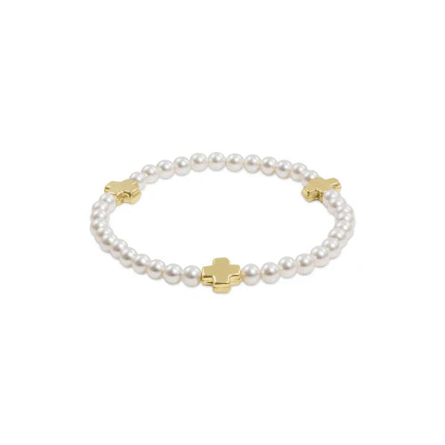 E. Newton Signature Cross Pearl Pattern - 4MM Bead Bracelet