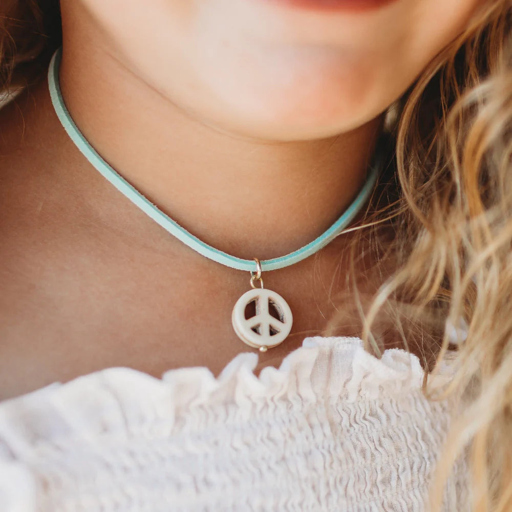 Peace Charm Suede Necklace