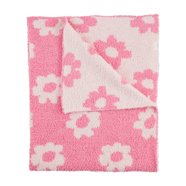 Pink Flower Chenille Blanket