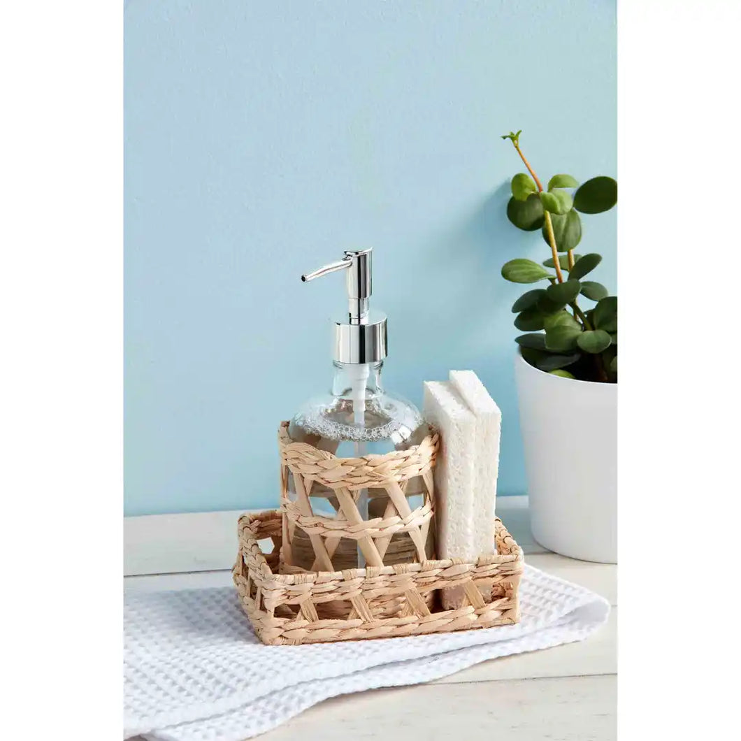 Woven Tray And Soap Pump Set