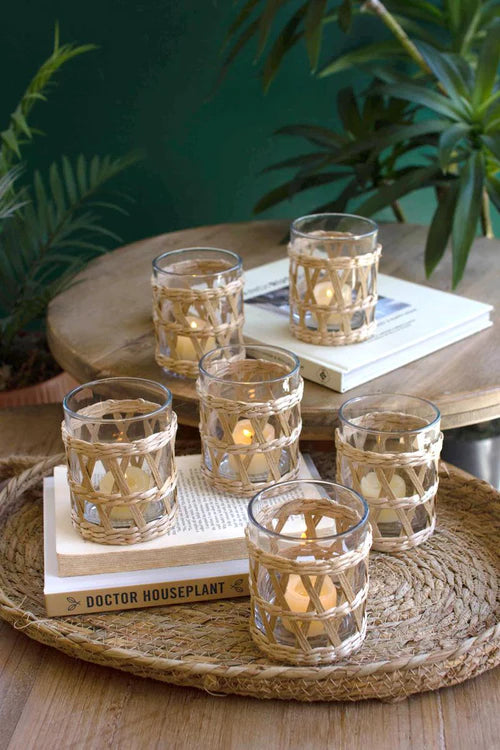 Seagrass Wrapped Glass/Votive