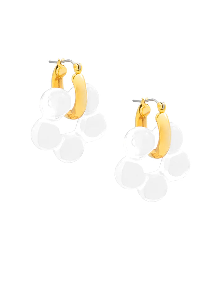2-in-1 Lucite Flower Drop Earring - 5 Colors