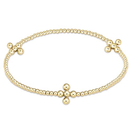 E Newton Signature Cross Gold Pattern Bead Bracelet