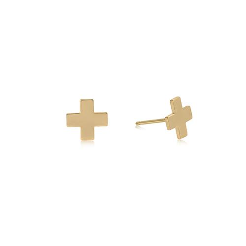 E. Newton Signature Cross Gold Stud