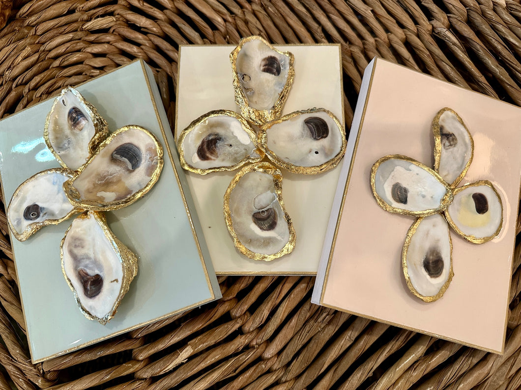 Oyster Cross on Hand Painted Wood