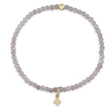 Load image into Gallery viewer, E. Newton Signature Cross Small Gold Charm with Gemstone Bracelet - 2 Styles
