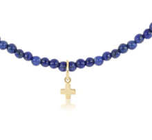 Load image into Gallery viewer, E. Newton Signature Cross Small Gold Charm with Gemstone Bracelet - 2 Styles

