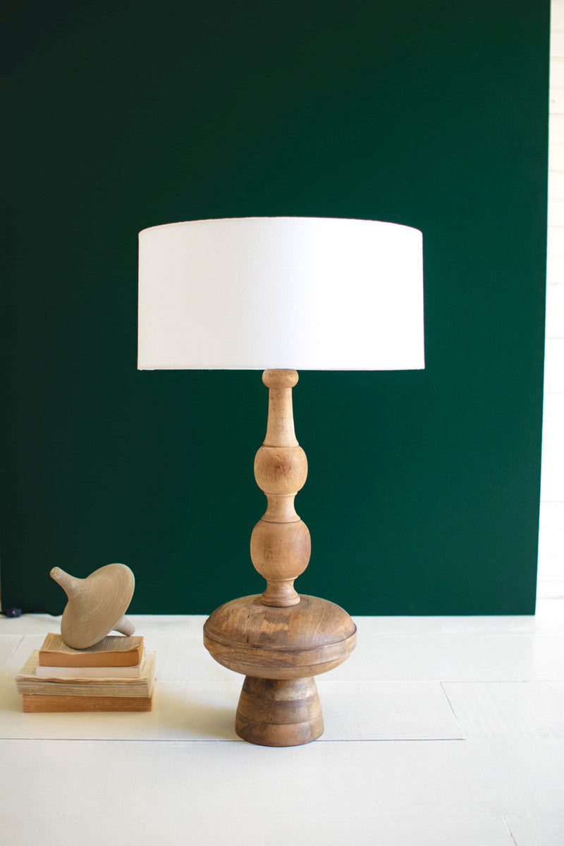 Carved Wooden Lamp
