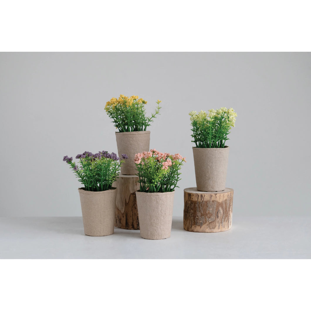 Faux Blooming Plant in Paper Pot