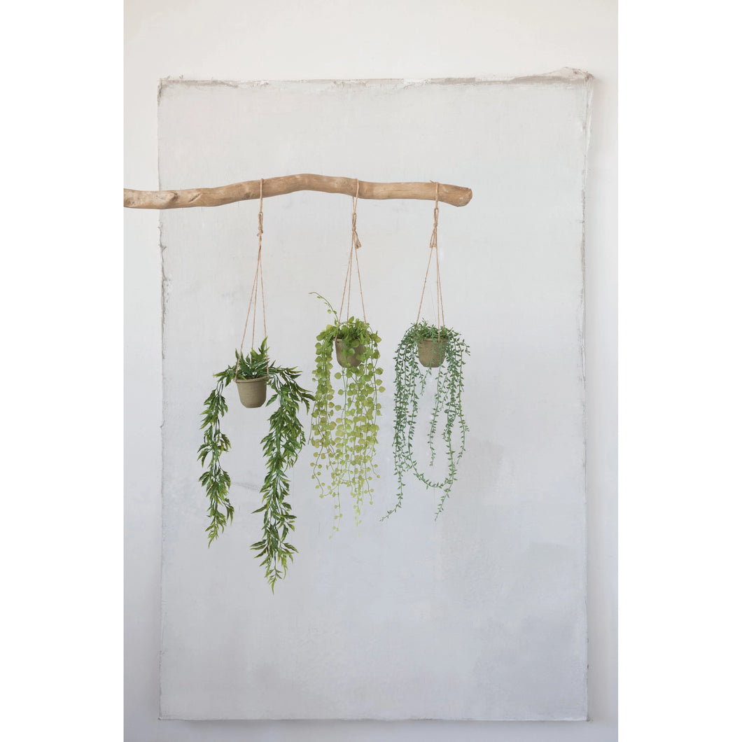 Hanging Faux Ivy/Succulent in Paper Mache Pot